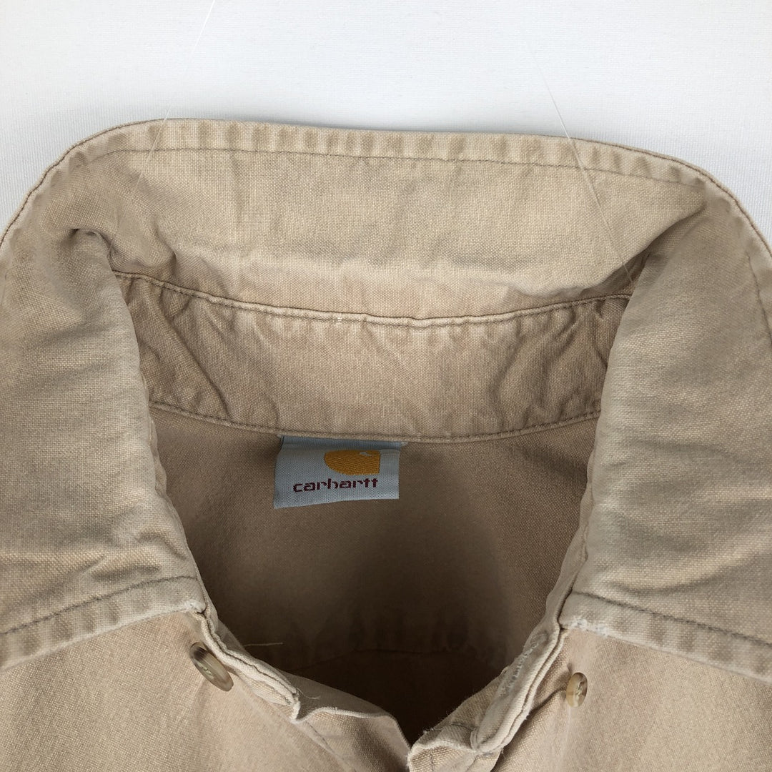 Carhartt button-down short-sleeve work shirt, men's size L unclear Beige type Vintage Second Hand