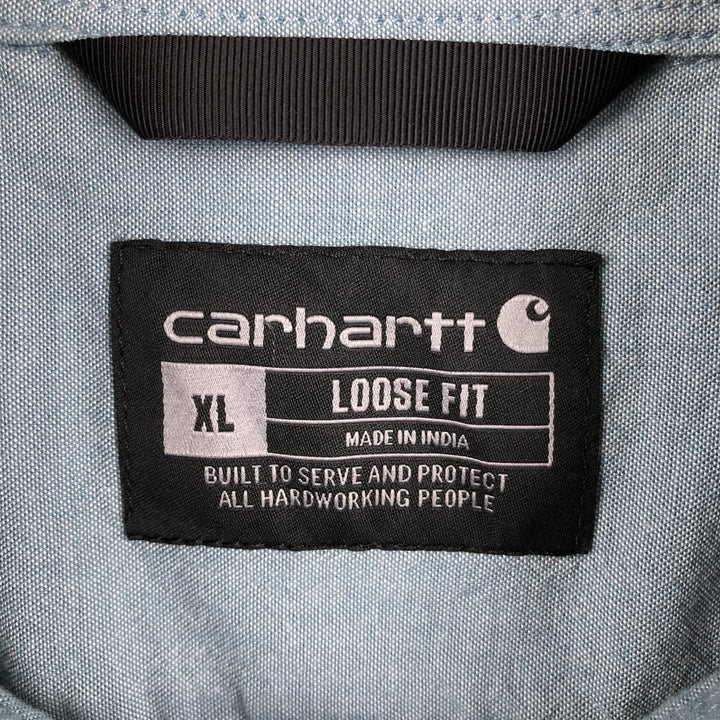Carhartt Loose Fit Button-Down Short Sleeve Work Shirt, Men's Size XL cotton Blue type light blue Vintage Second Hand