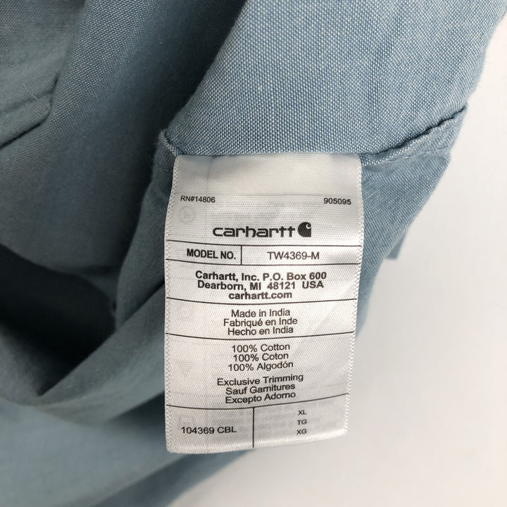 Carhartt Loose Fit Button-Down Short Sleeve Work Shirt, Men's Size XL cotton Blue type light blue Vintage Second Hand