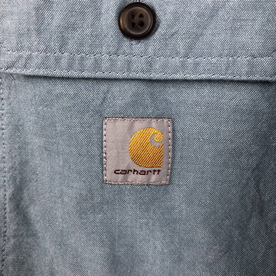 Carhartt Loose Fit Button-Down Short Sleeve Work Shirt, Men's Size XL cotton Blue type light blue Vintage Second Hand