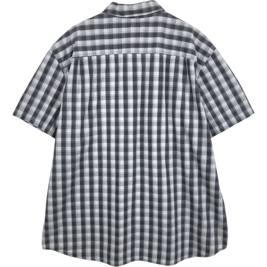 Carhartt Relaxed Fit Check Pattern Short-Sleeve Work Shirt, Men's XXL Equivalent, Button-Down cotton Charcoal Vintage Second Hand