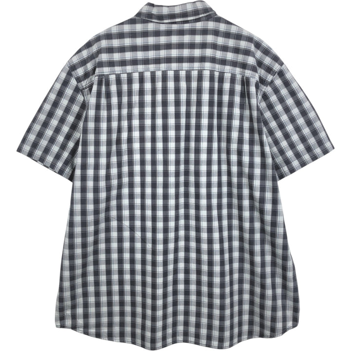 Carhartt Relaxed Fit Check Pattern Short-Sleeve Work Shirt, Men's XXL Equivalent, Button-Down cotton Charcoal Vintage Second Hand