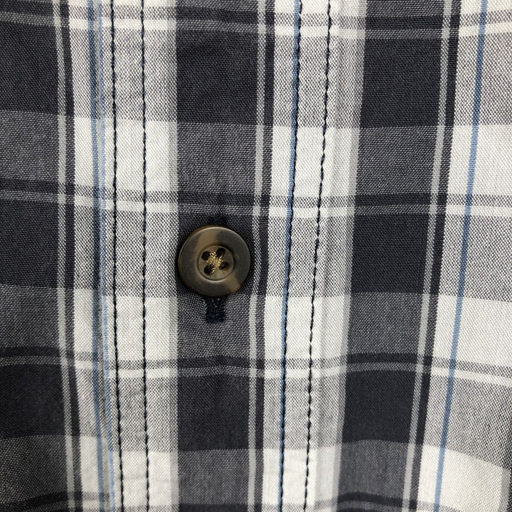 Carhartt Relaxed Fit Check Pattern Short-Sleeve Work Shirt, Men's XXL Equivalent, Button-Down cotton Charcoal Vintage Second Hand