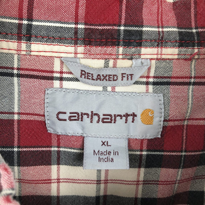Carhartt RELAXED FIT Check Pattern Button-down Short Sleeve Work Shirt, Men's XL cotton red type Vintage Second Hand