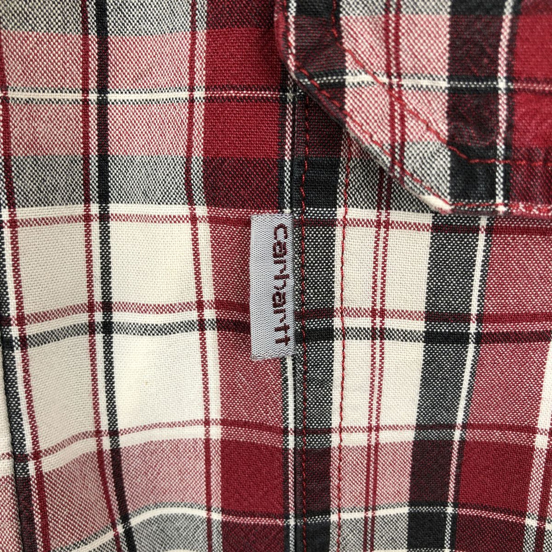 Carhartt RELAXED FIT Check Pattern Button-down Short Sleeve Work Shirt, Men's XL cotton red type Vintage Second Hand
