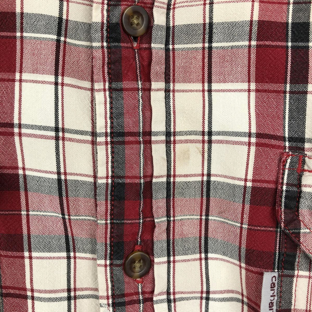 Carhartt RELAXED FIT Check Pattern Button-down Short Sleeve Work Shirt, Men's XL cotton red type Vintage Second Hand