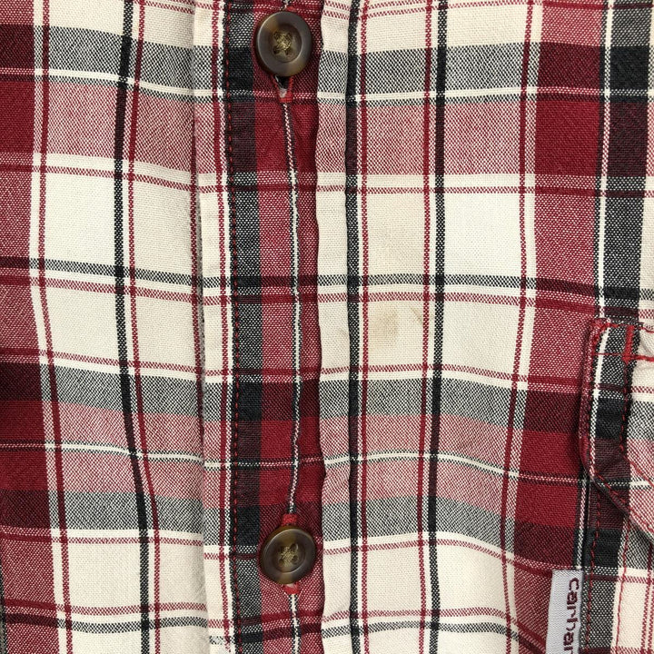 Carhartt RELAXED FIT Check Pattern Button-down Short Sleeve Work Shirt, Men's XL cotton red type Vintage Second Hand