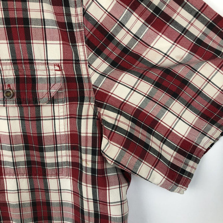 Carhartt RELAXED FIT Check Pattern Button-down Short Sleeve Work Shirt, Men's XL cotton red type Vintage Second Hand
