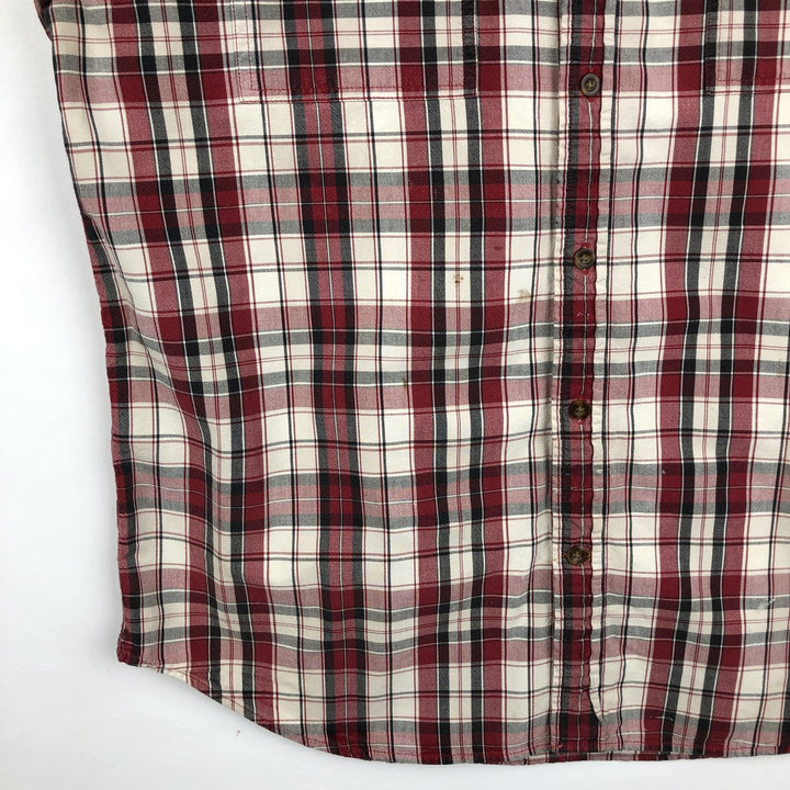 Carhartt RELAXED FIT Check Pattern Button-down Short Sleeve Work Shirt, Men's XL cotton red type Vintage Second Hand