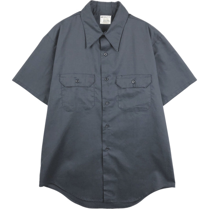 70'S Big Mac JCPenney Short-Sleeve Work Shirt, Men's Size L (Equivalent), Vintage polyester Charcoal Vintage Second Hand