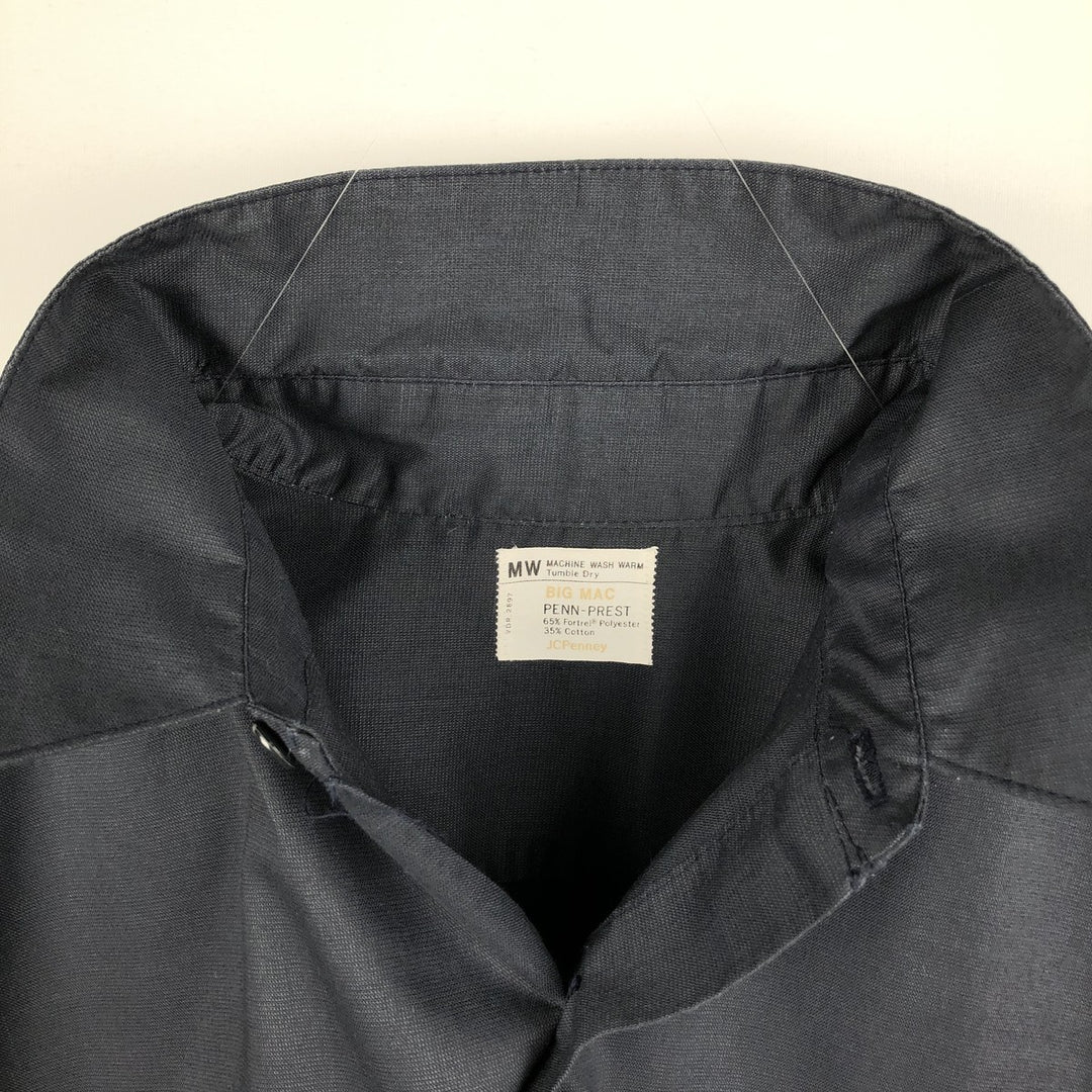 70'S Big Mac JCPenney Short-Sleeve Work Shirt, Men's Size L (Equivalent), Vintage polyester Charcoal Vintage Second Hand