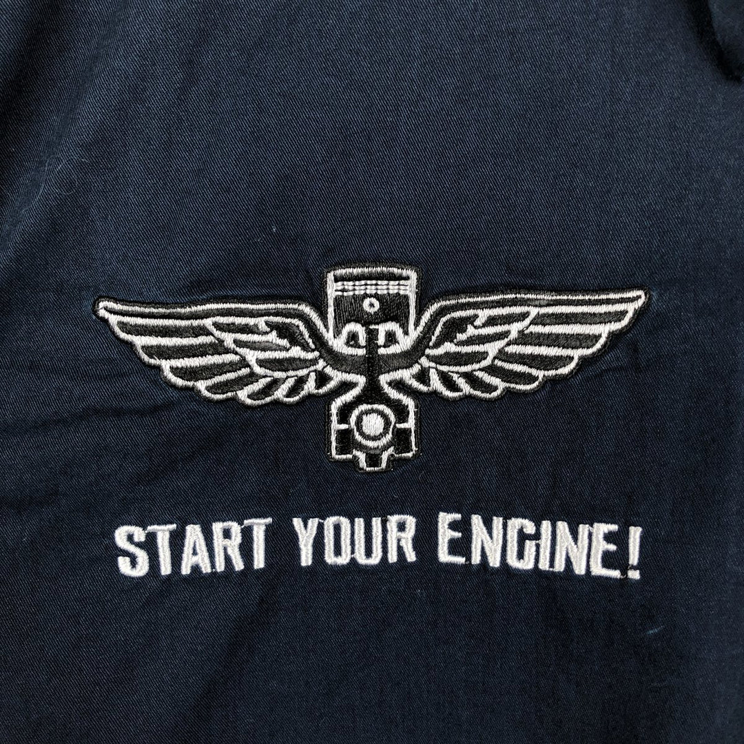 Harley-Davidson Short Sleeve Work Shirt, Men's Medium cotton navy blue type Vintage Second Hand
