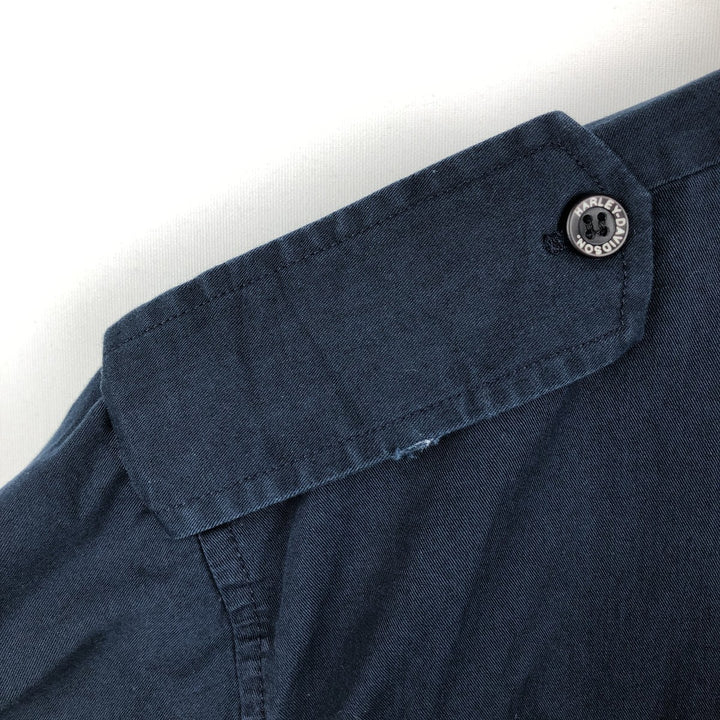 Harley-Davidson Short Sleeve Work Shirt, Men's Medium cotton navy blue type Vintage Second Hand