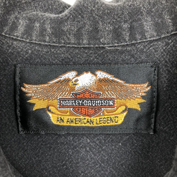 Harley-Davidson Eagle Pattern Short-Sleeve Work Shirt, Men's Size L (approx.) unclear black type Vintage Second Hand