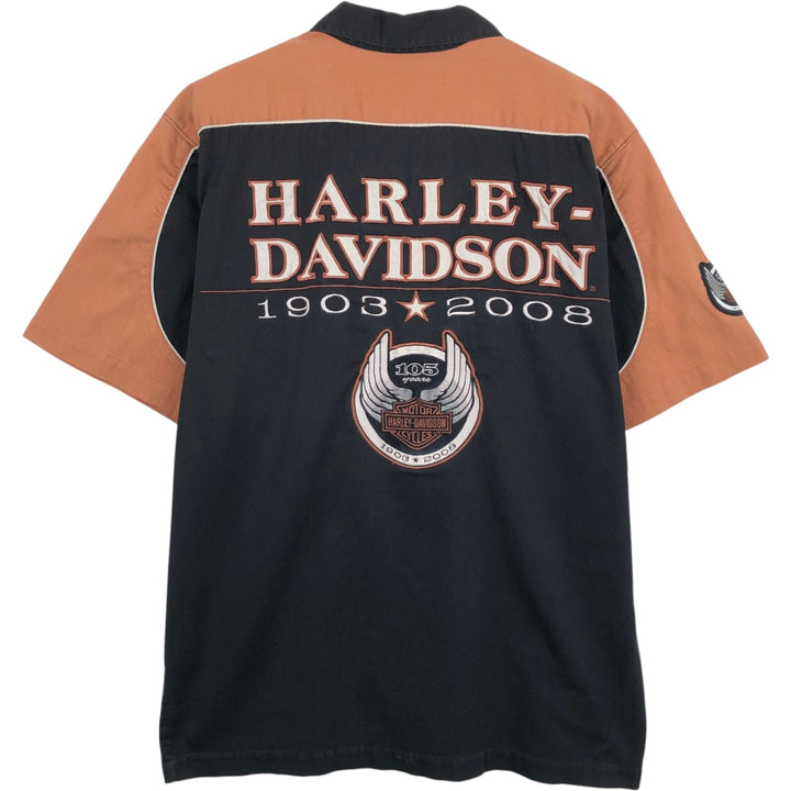 Harley-Davidson Short Sleeve Work Shirt, Men's Medium cotton black type Vintage Second Hand