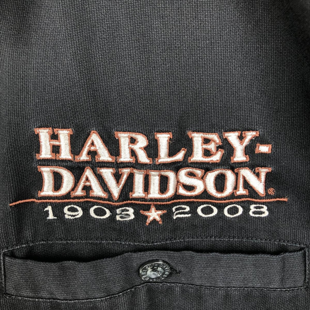 Harley-Davidson Short Sleeve Work Shirt, Men's Medium cotton black type Vintage Second Hand
