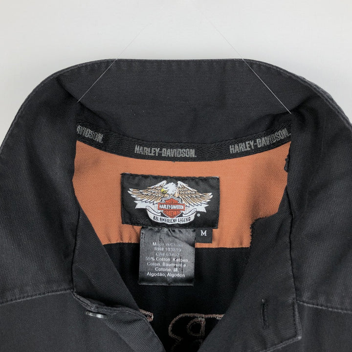 Harley-Davidson Short Sleeve Work Shirt, Men's Medium cotton black type Vintage Second Hand