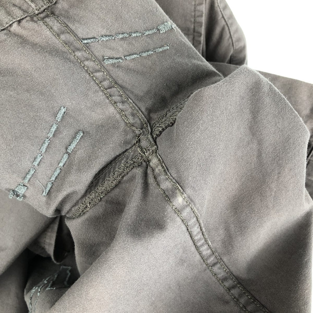 Harley-Davidson H-Dink Skull Pattern Box Shirt, Hidden Button-Down, Short Sleeve Work Shirt, Men's Size M (approx.) cotton gray type Vintage Second Hand