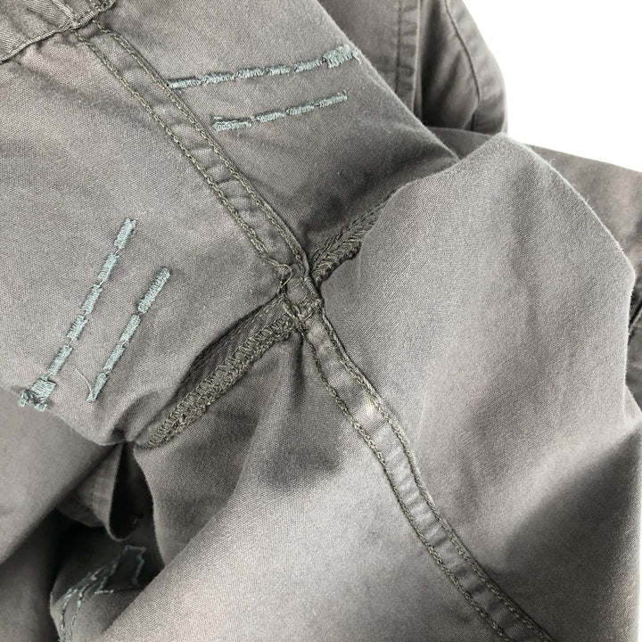 Harley-Davidson H-Dink Skull Pattern Box Shirt, Hidden Button-Down, Short Sleeve Work Shirt, Men's Size M (approx.) cotton gray type Vintage Second Hand
