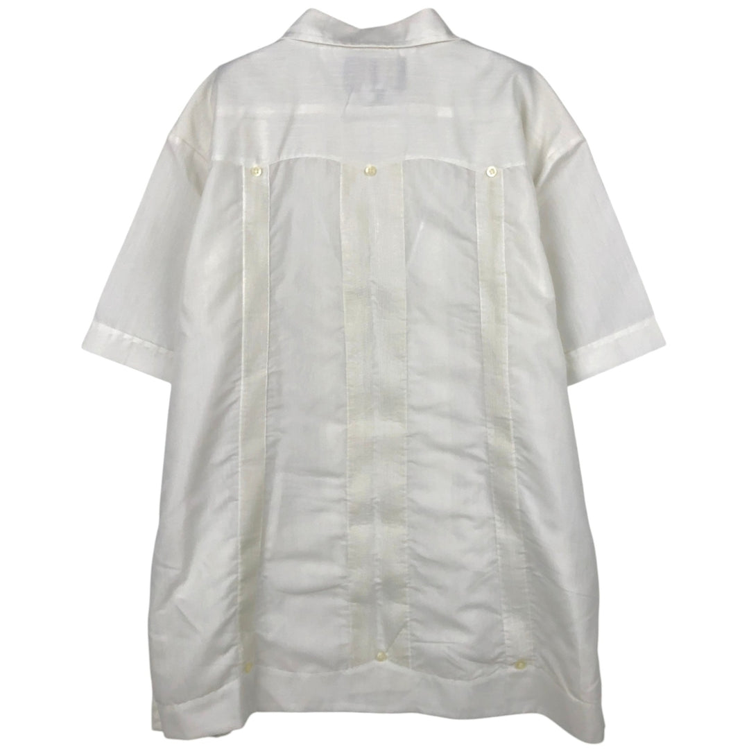 Ravgo Short-Sleeve Open-Collar Mexican Shirt, Cuban Shirt, Boxy Shirt, Men's Size L polyester white type Vintage Second Hand