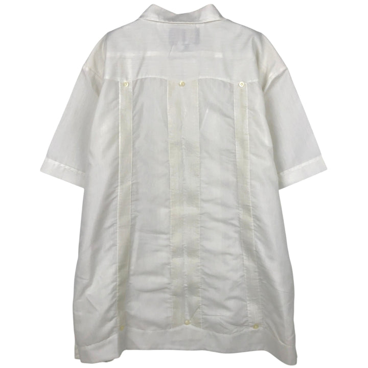 Ravgo Short-Sleeve Open-Collar Mexican Shirt, Cuban Shirt, Boxy Shirt, Men's Size L polyester white type Vintage Second Hand
