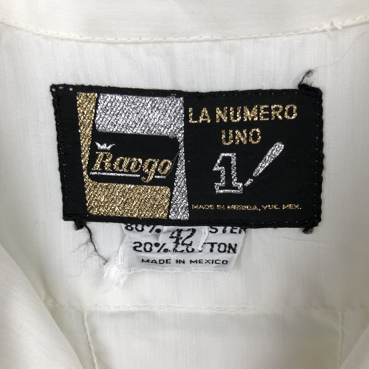 Ravgo Short-Sleeve Open-Collar Mexican Shirt, Cuban Shirt, Boxy Shirt, Men's Size L polyester white type Vintage Second Hand