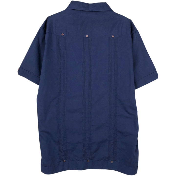 ROMANI Short-Sleeve Open-Collar Mexican Shirt, Cuban Shirt, Boxy Shirt, Men's Size L (approx.) unclear navy blue type Vintage Second Hand