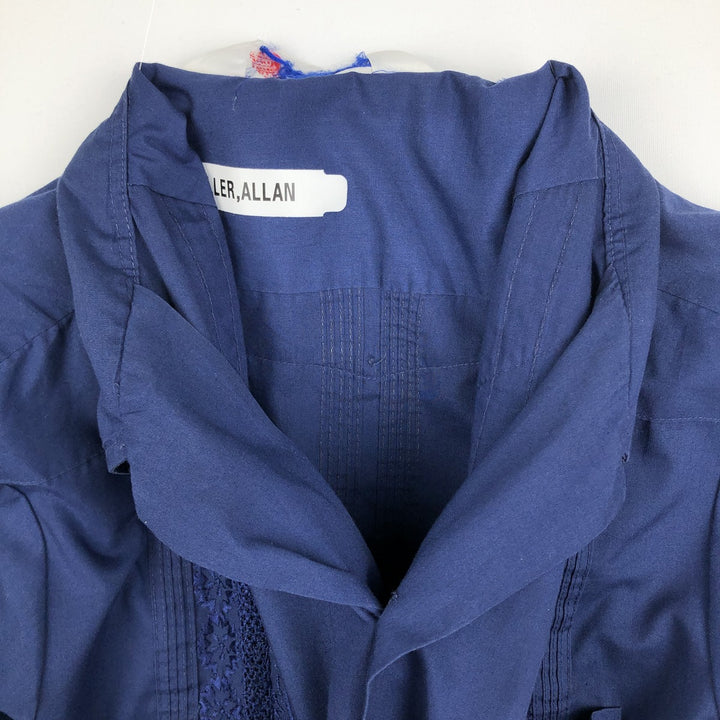 ROMANI Short-Sleeve Open-Collar Mexican Shirt, Cuban Shirt, Boxy Shirt, Men's Size L (approx.) unclear navy blue type Vintage Second Hand