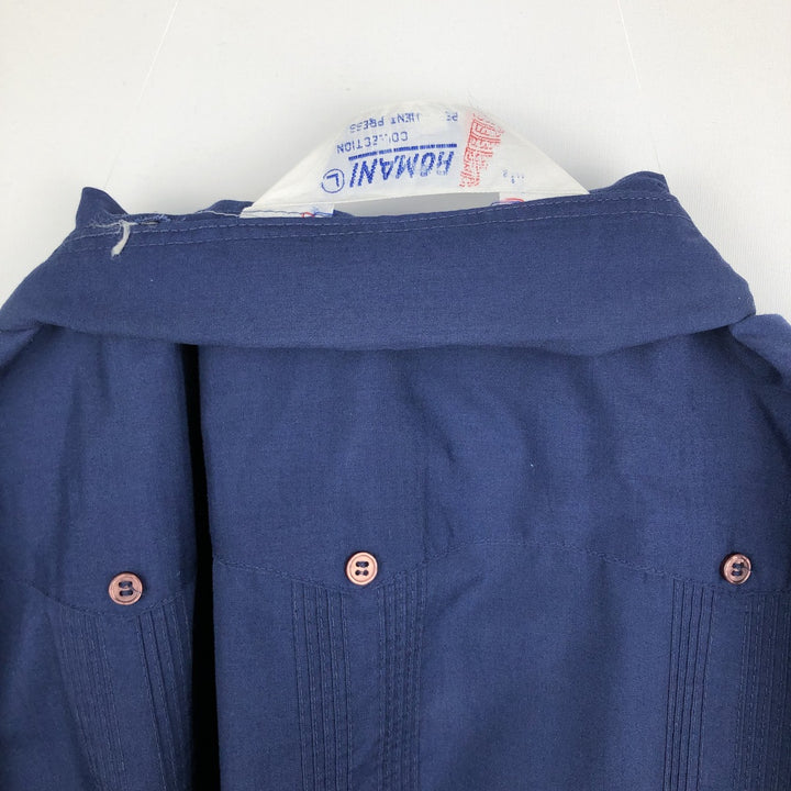 ROMANI Short-Sleeve Open-Collar Mexican Shirt, Cuban Shirt, Boxy Shirt, Men's Size L (approx.) unclear navy blue type Vintage Second Hand