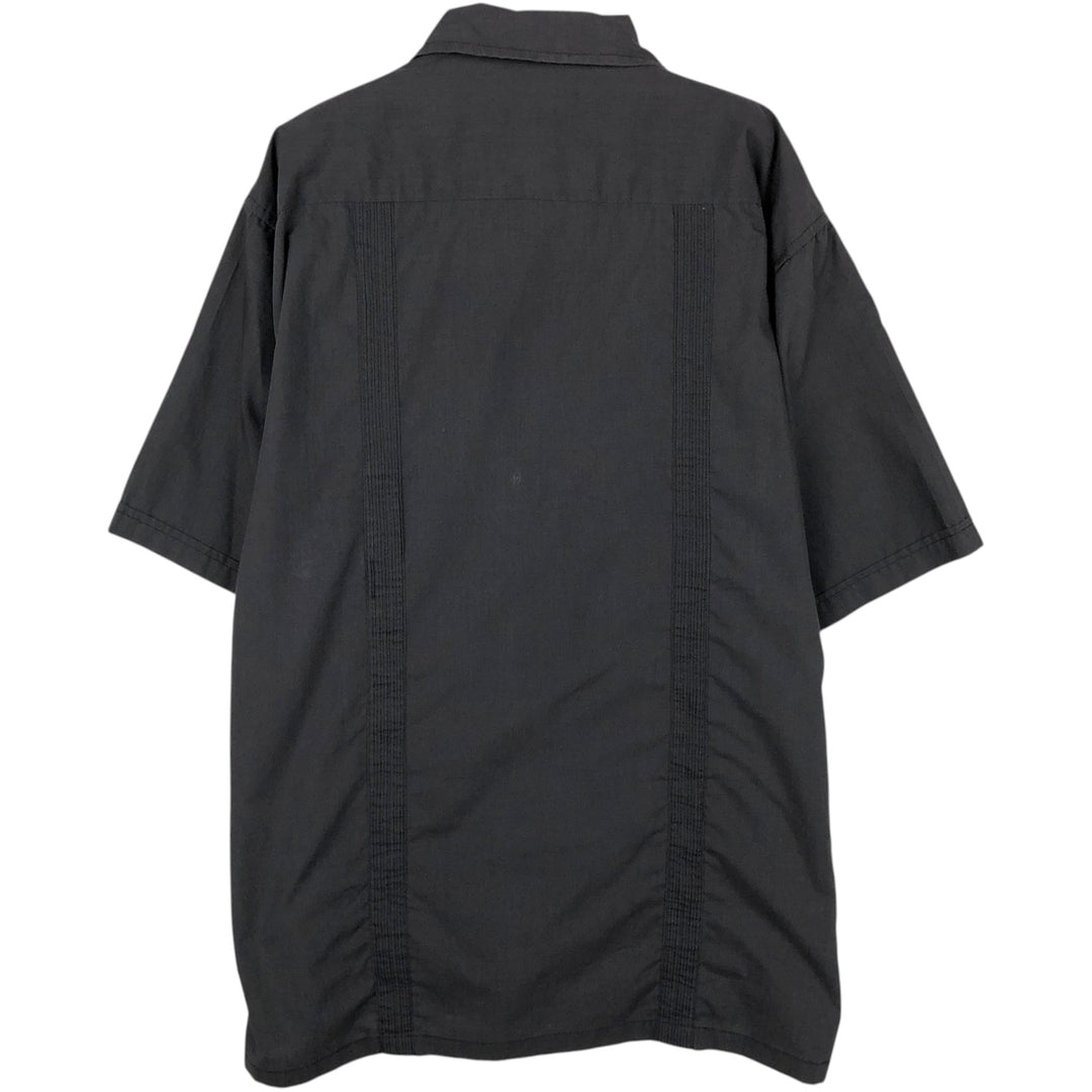 90s-00'S PLATOON Short-Sleeve Mexican Shirt, Cuban Shirt, Boxy Shirt, Men's Size L (Equivalent), Vintage cotton black type Vintage Second Hand