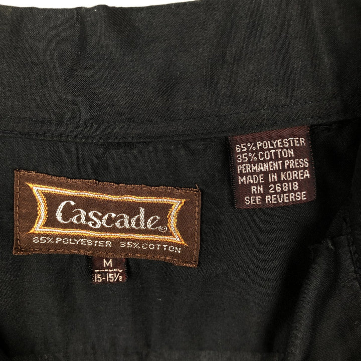 Cascabe Short-Sleeve Open-Collar Mexican Shirt, Cuban Shirt, Boxy Shirt, Men's Size M (approx.) polyester black type Vintage Second Hand