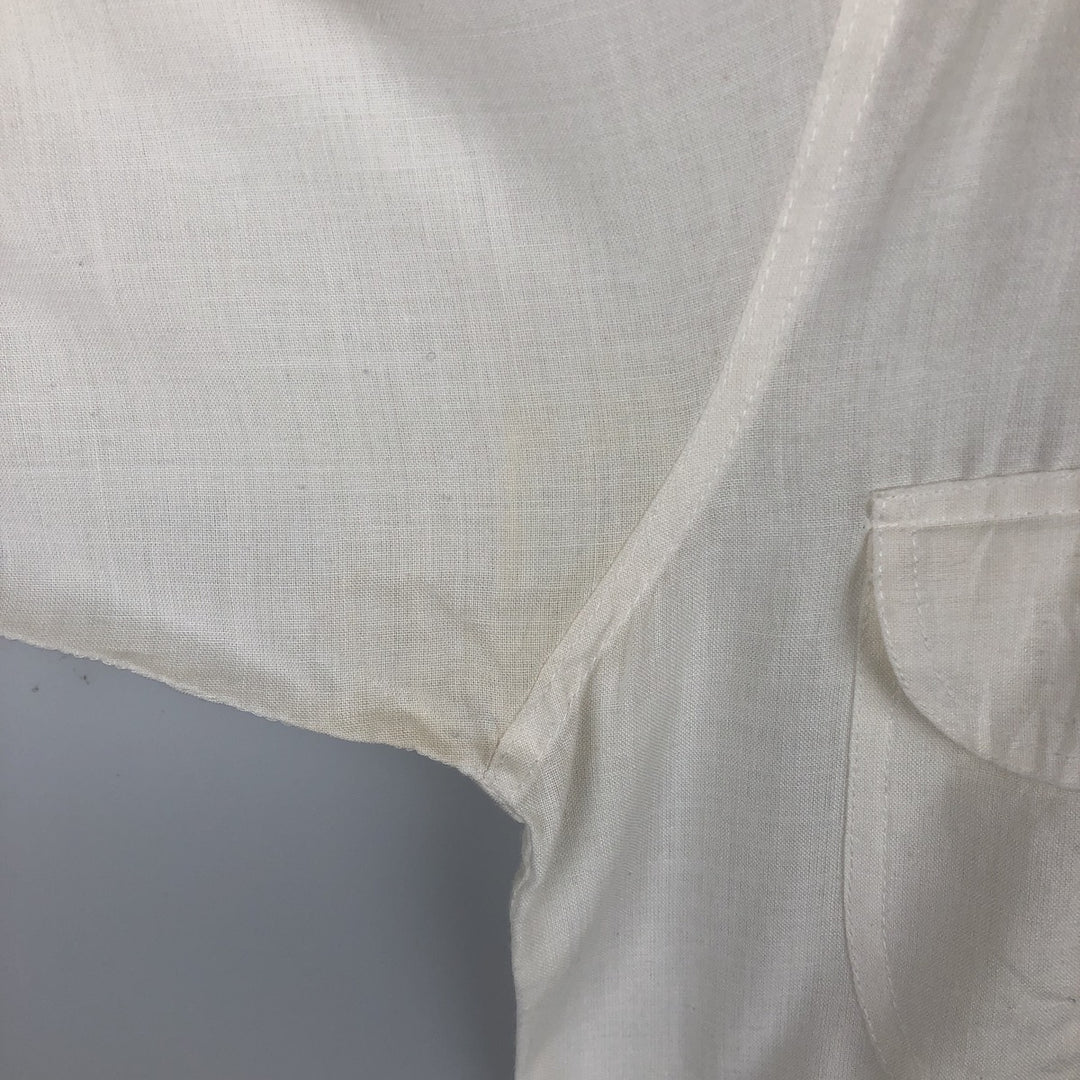 ROSAS Short-Sleeve Open-Collar Mexican Shirt, Cuban Shirt, Boxy Shirt, Men's Size L (approx.) cotton pale white type Vintage Second Hand
