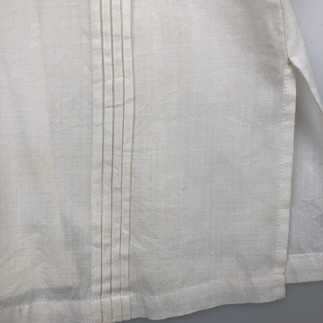 ROSAS Short-Sleeve Open-Collar Mexican Shirt, Cuban Shirt, Boxy Shirt, Men's Size L (approx.) cotton pale white type Vintage Second Hand
