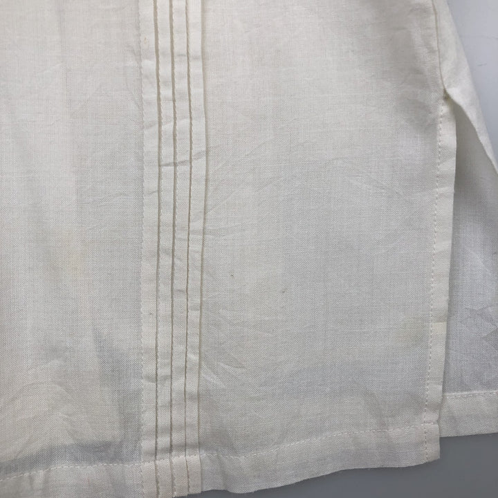 ROSAS Short-Sleeve Open-Collar Mexican Shirt, Cuban Shirt, Boxy Shirt, Men's Size L (approx.) cotton pale white type Vintage Second Hand