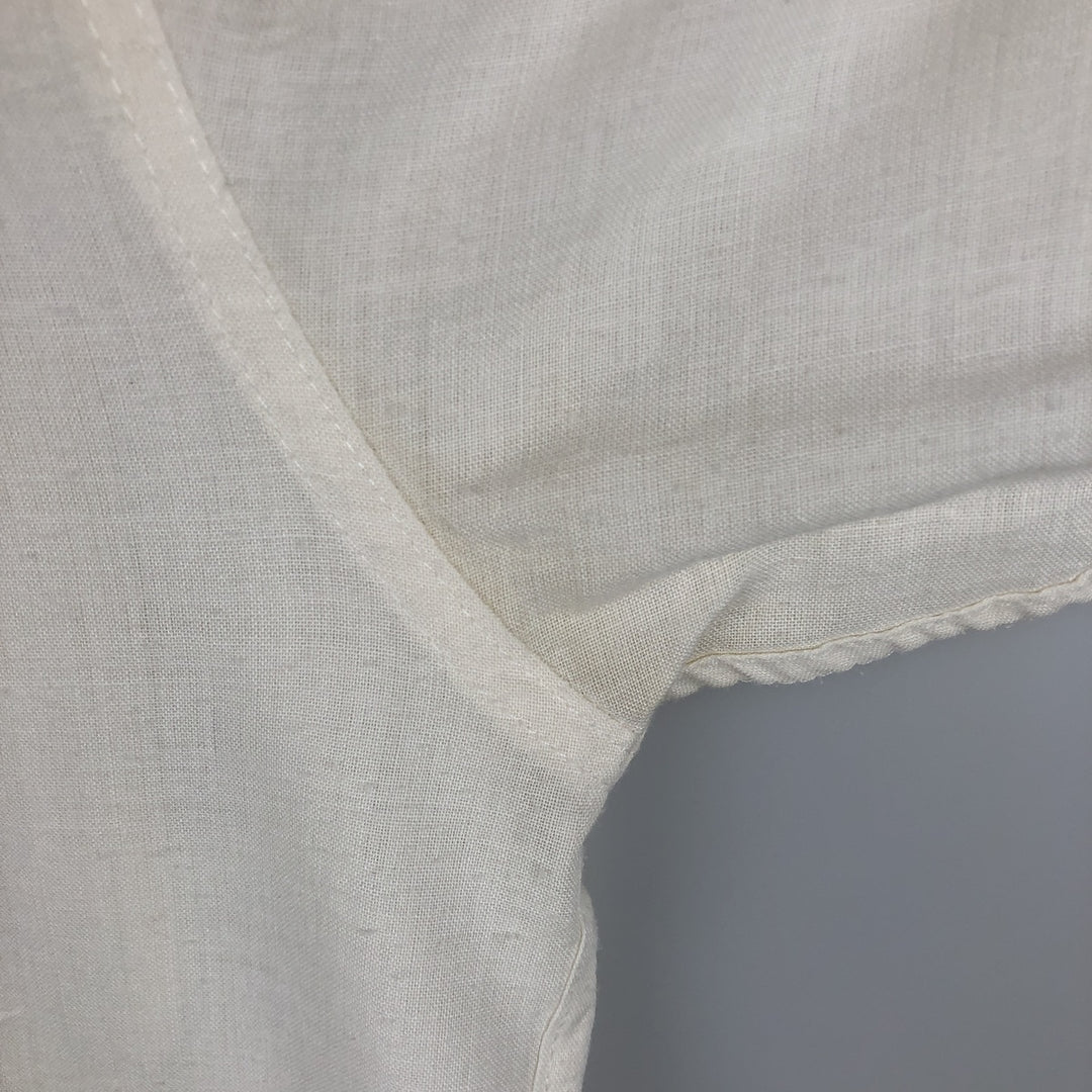 ROSAS Short-Sleeve Open-Collar Mexican Shirt, Cuban Shirt, Boxy Shirt, Men's Size L (approx.) cotton pale white type Vintage Second Hand