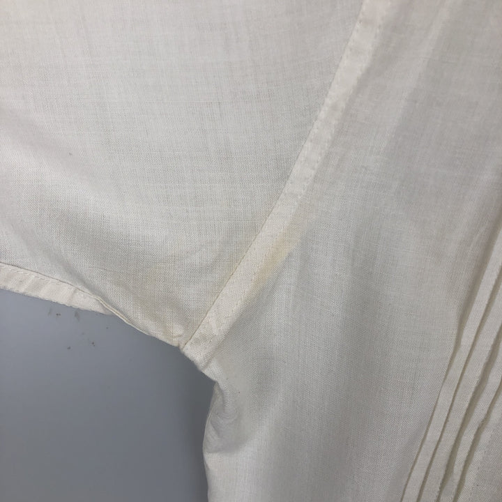 ROSAS Short-Sleeve Open-Collar Mexican Shirt, Cuban Shirt, Boxy Shirt, Men's Size L (approx.) cotton pale white type Vintage Second Hand