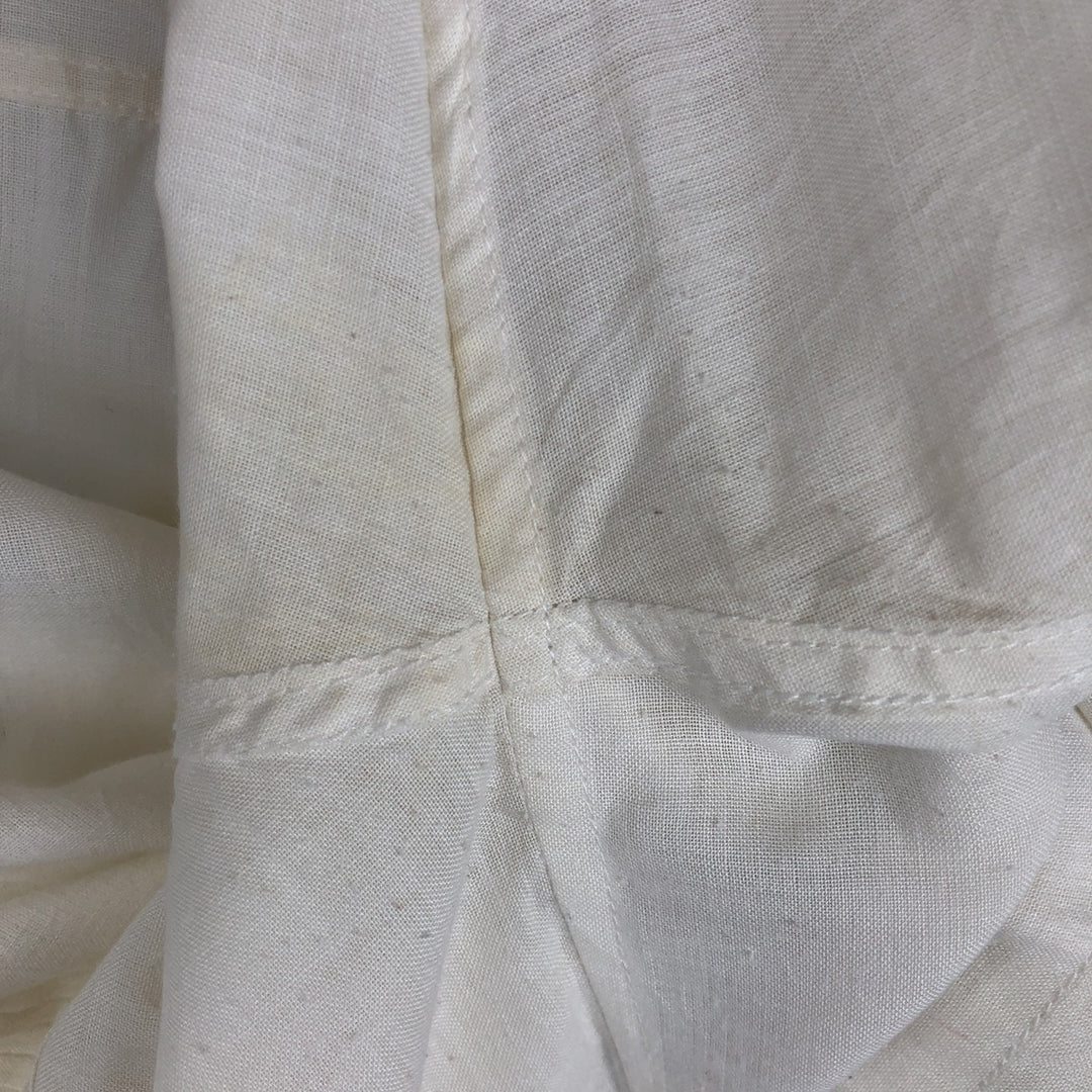 ROSAS Short-Sleeve Open-Collar Mexican Shirt, Cuban Shirt, Boxy Shirt, Men's Size L (approx.) cotton pale white type Vintage Second Hand