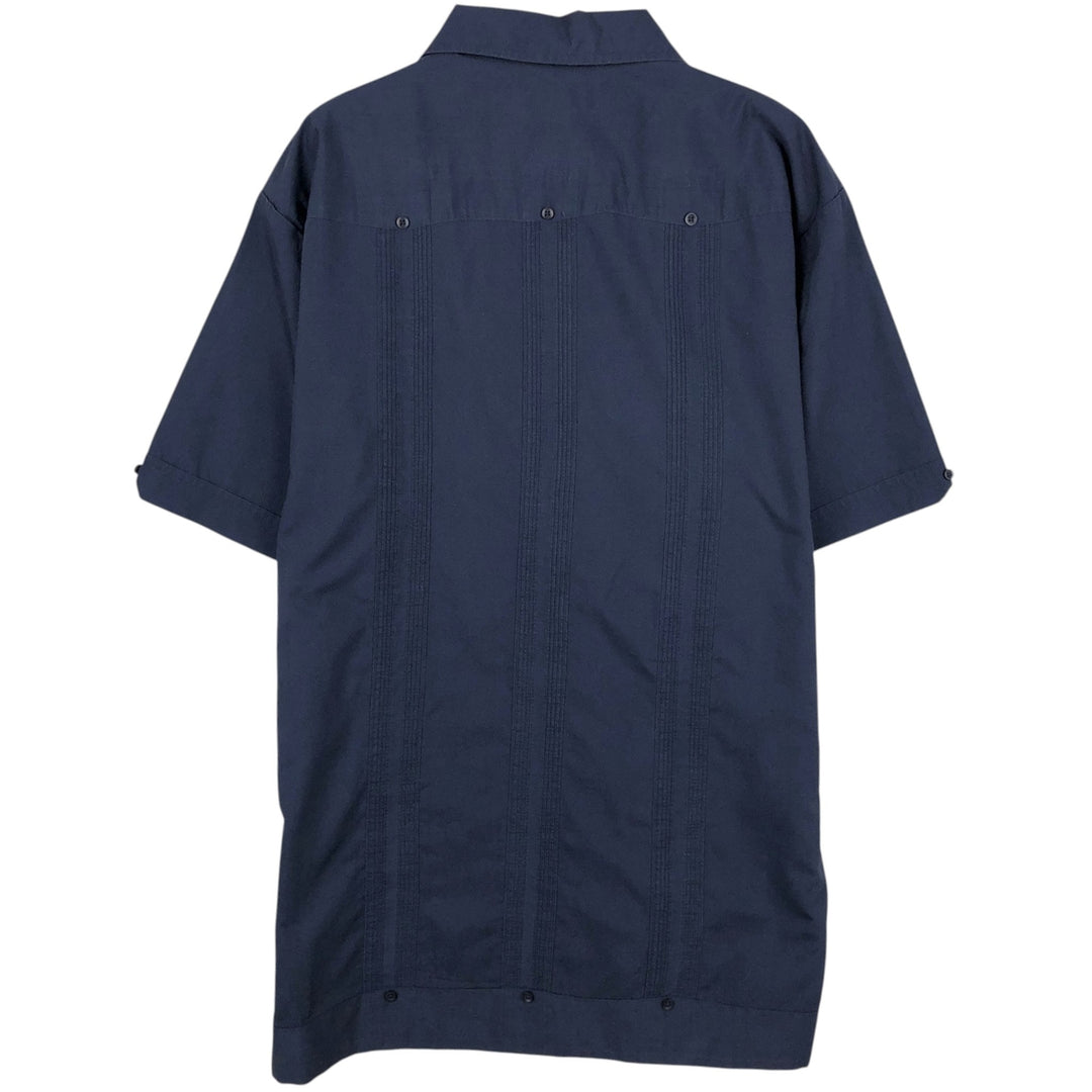 ROMANI CHESTERFIELD HOTEL Short-Sleeve Open Collar Mexican Shirt Cuban Shirt Box Shirt Men's Size M polyester navy blue type Vintage Second Hand