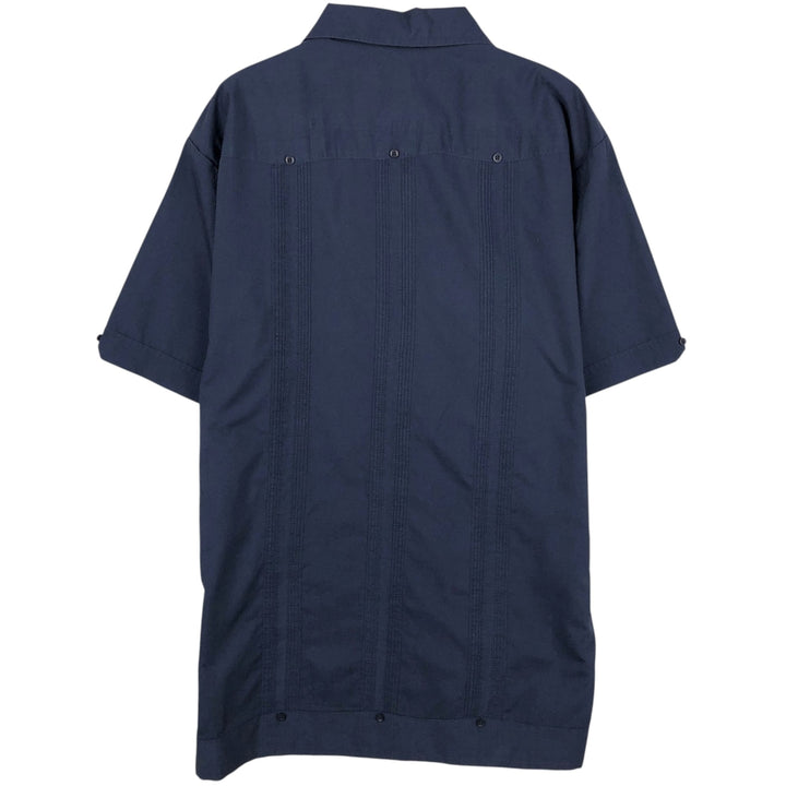 ROMANI CHESTERFIELD HOTEL Short-Sleeve Open Collar Mexican Shirt Cuban Shirt Box Shirt Men's Size M polyester navy blue type Vintage Second Hand
