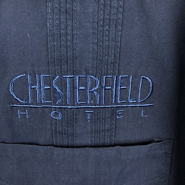 ROMANI CHESTERFIELD HOTEL Short-Sleeve Open Collar Mexican Shirt Cuban Shirt Box Shirt Men's Size M polyester navy blue type Vintage Second Hand
