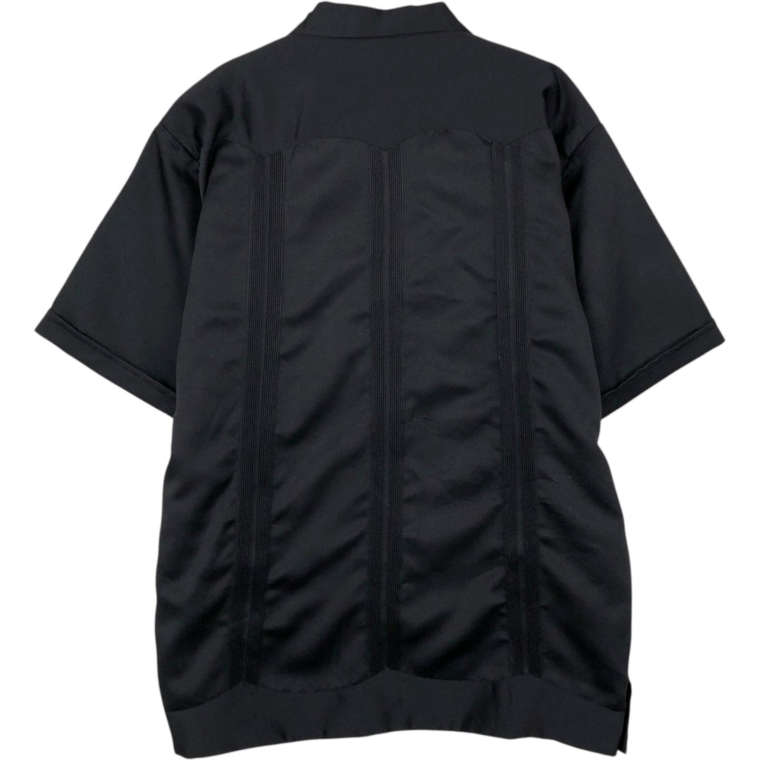 IZAMAL Copacabana SATEN SEDA Short-Sleeve Open Collar Mexican Shirt Cuban Shirt Box Shirt Men's Size M polyester black type Vintage Second Hand