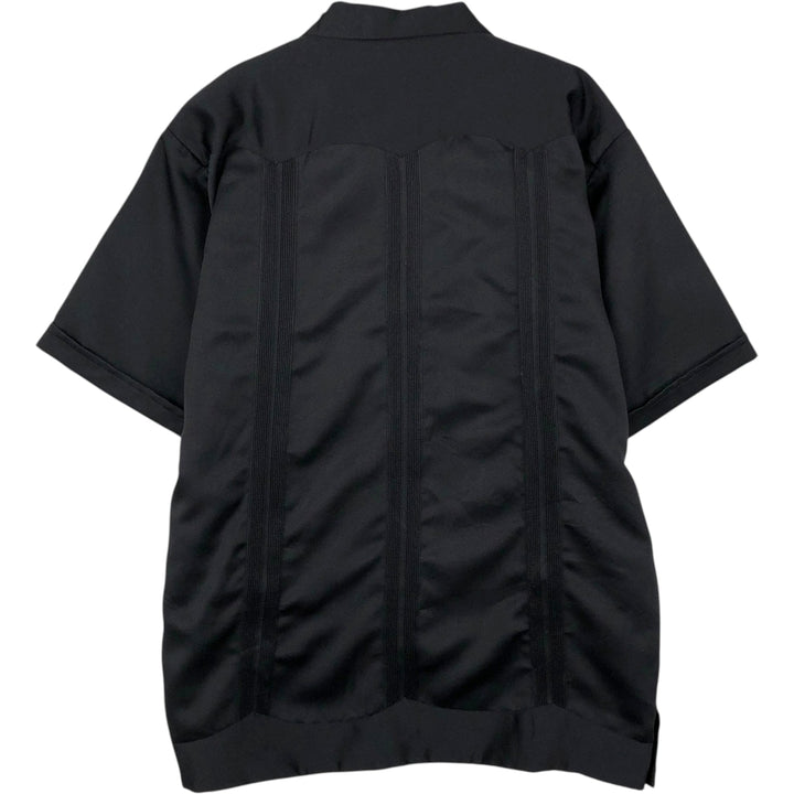 IZAMAL Copacabana SATEN SEDA Short-Sleeve Open Collar Mexican Shirt Cuban Shirt Box Shirt Men's Size M polyester black type Vintage Second Hand