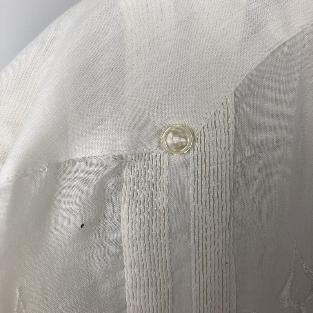 1970'S Tony Creaciones Short-Sleeve Open-Collar Mexican Shirt / Cuban Shirt / Boxy Shirt / Men's Size M (Equivalent) Vintage polyester white type Vintage Second Hand