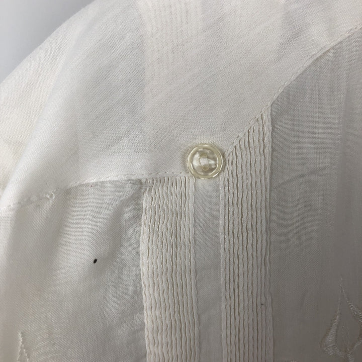 1970'S Tony Creaciones Short-Sleeve Open-Collar Mexican Shirt / Cuban Shirt / Boxy Shirt / Men's Size M (Equivalent) Vintage polyester white type Vintage Second Hand