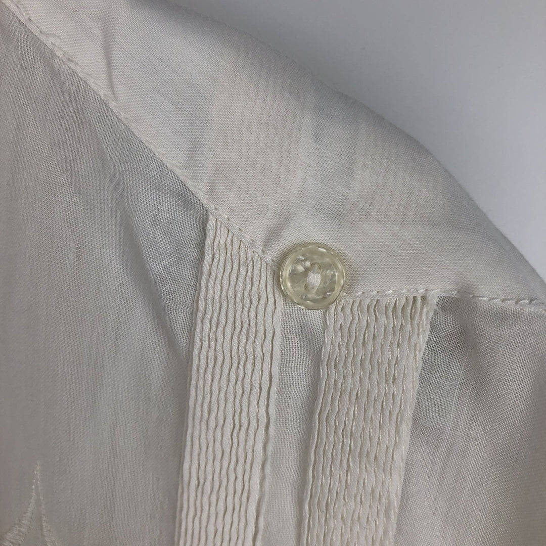 1970'S Tony Creaciones Short-Sleeve Open-Collar Mexican Shirt / Cuban Shirt / Boxy Shirt / Men's Size M (Equivalent) Vintage polyester white type Vintage Second Hand