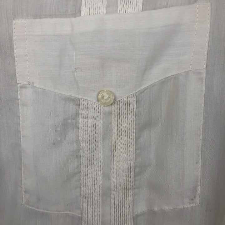 1970'S Tony Creaciones Short-Sleeve Open-Collar Mexican Shirt / Cuban Shirt / Boxy Shirt / Men's Size M (Equivalent) Vintage polyester white type Vintage Second Hand
