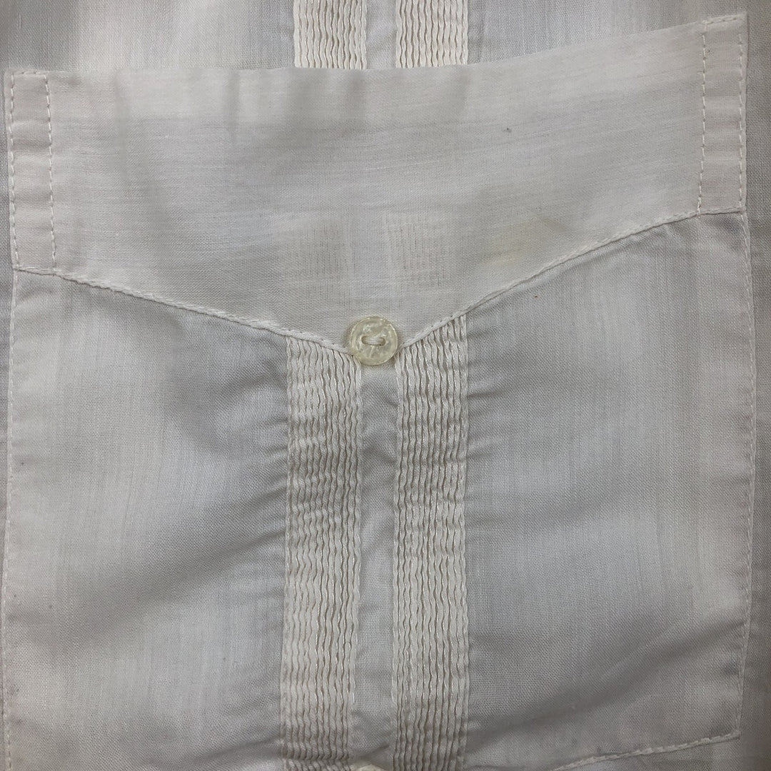 1970'S Tony Creaciones Short-Sleeve Open-Collar Mexican Shirt / Cuban Shirt / Boxy Shirt / Men's Size M (Equivalent) Vintage polyester white type Vintage Second Hand