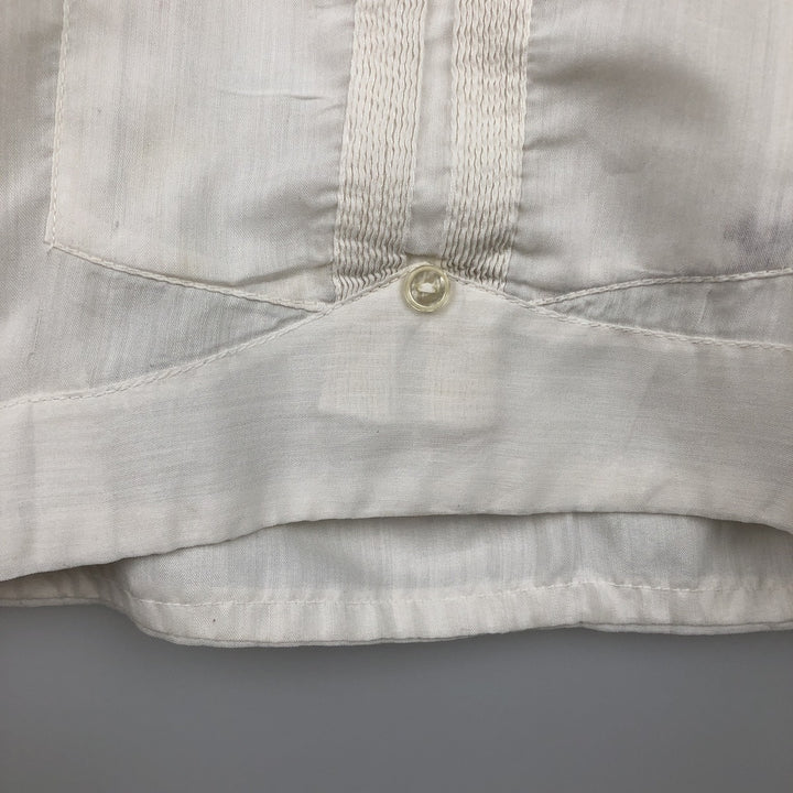 1970'S Tony Creaciones Short-Sleeve Open-Collar Mexican Shirt / Cuban Shirt / Boxy Shirt / Men's Size M (Equivalent) Vintage polyester white type Vintage Second Hand
