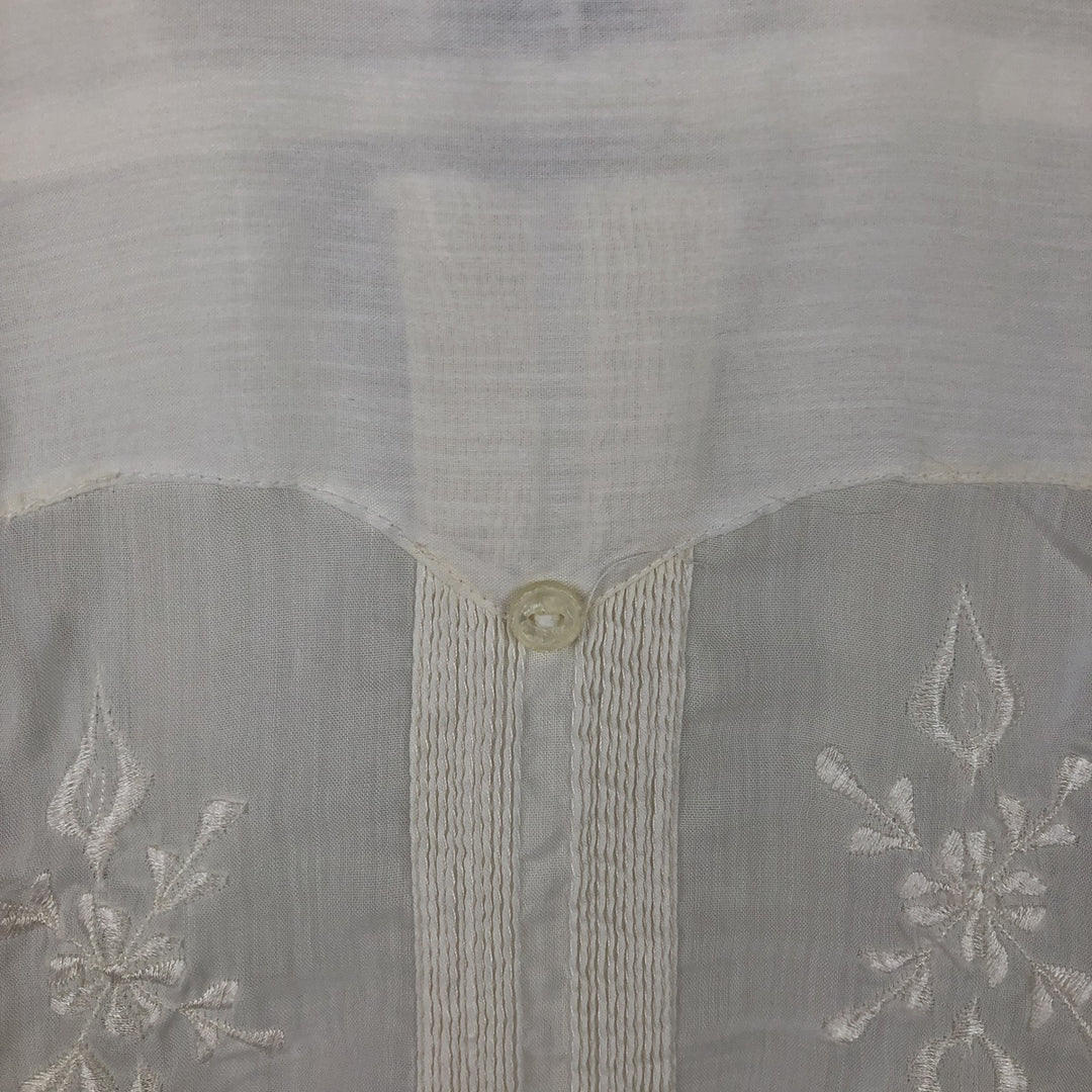 1970'S Tony Creaciones Short-Sleeve Open-Collar Mexican Shirt / Cuban Shirt / Boxy Shirt / Men's Size M (Equivalent) Vintage polyester white type Vintage Second Hand