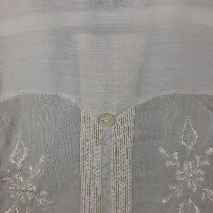 1970'S Tony Creaciones Short-Sleeve Open-Collar Mexican Shirt / Cuban Shirt / Boxy Shirt / Men's Size M (Equivalent) Vintage polyester white type Vintage Second Hand